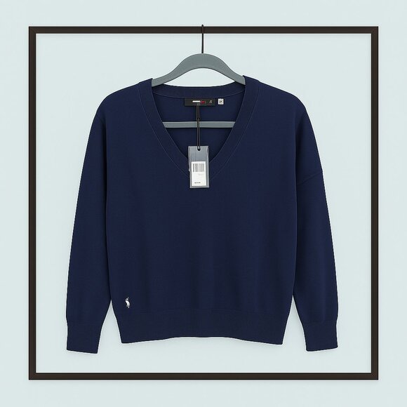 RLX Ralph Lauren V-Neck Sweater – Blue Relaxed Fit NWT - Picture 1 of 12